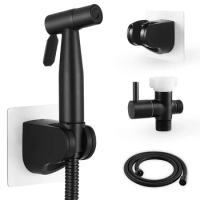 Black Bidet Sprayer Set Stainless Steel Spray Gun Shower Handheld Toilet Bidet Faucet Sprayer Nozzle With Hose Bathroom Kitchen