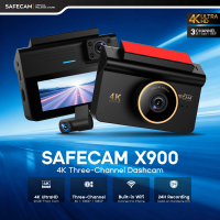 [New 3-Channel] SAFECAM X900 4K 2160P Dashcam | 3 Channel | 4K Front + FHD 1080P Inner + FHD 1080P R