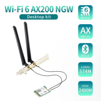 3000Mbps AX200 802.11ax Wi-Fi 6 Desktop Kit Bluetooth 5.1 Antenna Wifi Card 2.4G/5Ghz Wireless Network Adapter For Win 10/11