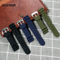 22MM Rubber Strap Black Blue Orange Green Gray Soft Silicone Sport Watch Band Bracelet For Seiko Diver Scuba SLA019J1