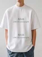 美式小領口 300g重磅純棉短袖T恤男寬鬆純白色內搭打底衫日系半袖【步行者戶外生活館】