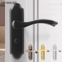 Universal Bathroom Door Lock Household Stainless Steel Keyless Door Lock Indoor Door Handle Lockset Home Hardware Fittings