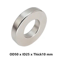 N52 NdFeB Magnetic Ring OD 50x25x10 mm Dia. Strong Neodymium Permanent Magnets Rare Earth Magnet 50mm x 25mm x 10mm