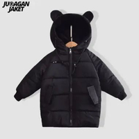 MND jaket winter anak laki-laki/perempuan topi bertudung lucu new trend 4 Hitam