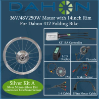 Suitable for Dahon Folding Bike Motor 14inch 412 74mm 250W TBK-74AD 36V/48V250W Front Hub Motor 20holes+14inch 412wheel Rim