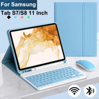 For Galaxy Tab S8 S7 11 Inch Case with Keyboard, Detachable Keyboard for Samsung Tab S7 SM-T870/T875/T878 S8 SM-X700/X706