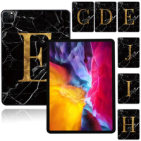For Apple IPad Pro (2015) 9.7" (2017) 10 5" Pro 11" (2018 2020 2021) iPad Case Black Marble 26 Letters Tablet Hard Shell Cover