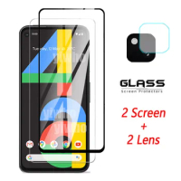4-in-1 GooglePixel 4a Glass for Google Pixel 4a Tempered Glass HD Screen Protector for Google Pixel 4 A Camera Lens Glass