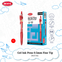 BEIFA Gel Ink Pen - 0.5mm Fine Tip | Red Ink | Soft Grip Extra Comfort | GP805 | Stationary Writing