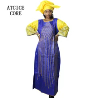 Afrika Bazin Riche Bordir Desain Gaun Afrika untuk Wanita Lady Dress Panjang