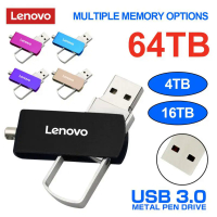 Lenovo 64TB USB Flash Drive 2TB 4TB โลหะไดรฟ์ปากกาความเร็วสูงแบบพกพากันน้ำ USB Stick 16TB Usb Memories สำหรับแล็ปท็อป PC