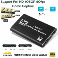 4K HDMI-compatible to USB 3.0 Video Capture Card Dongle OBS Game Live Stream Mic Input