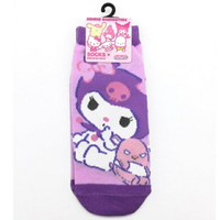 小禮堂 酷洛米 成人棉質短襪 23-25cm (紫坐姿款)