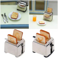 Cute Simulation Food Dollhouse Decorations Mini Kitchen Toy With 2PCS Bread Doll Accessories Miniature Toaster Toast Machine