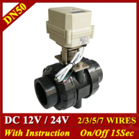Tsai Fan Electric Motorized UPVC Valve BSP/NPT 2" DN50 DC12V DC24V 2/3/5/7 Wires For Industrial or Home Water Application CE