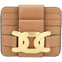 TOD’S Kate 銅金飾釦牛皮卡片夾(棕色)