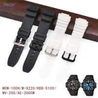 Resin Strap for Casio MCW-100H/110H/W-S220/HDD-S100 WV-200/AE-2000/2100 TPU Silicone Sport Waterproof Wrist Bracelet Watch Band