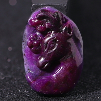 收藏級-皇家紫舒俱來雕刻吊墜女男款 南非國石 蘇紀石項墜飾品