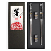 Chinese Chopsticks Set Reusable Stainless Steel 304 Metal Food Stick Kitchen Cutlery Tableware