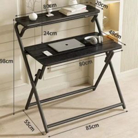 全城熱賣 - 書桌可折疊電腦桌學生家用小戶型床邊桌學校宿舍小桌子簡易學習桌黑木紋-80cm升級雙層圓管