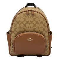 COACH 經典C LOGO雙層拉練後背包(中款-焦糖)