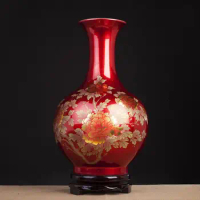 Jingdezhen ceramic Chinese Red Vase Living Room Flower Ornament Creative Home Decorations flower vases for homes wedding vase