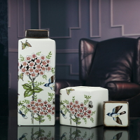 新中式陶瓷花瓶仿真花藝擺件 別墅樣板房餐廳客廳桌面擺設裝飾罐