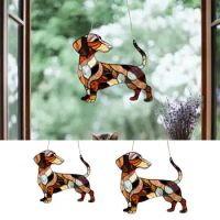 Dog Suncatcher Dachshund Suncatcher Stained Window Hangable Acrylic Dachshund Ornament Handcrafted Dog Sun Catcher Home Decore