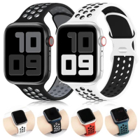 Sport Strap For Apple Watch Bands 44mm 45mm Ultra 2 49mm 40mm 41mm 42mm 45 44mm Silicone Bracelet IWatch Series 9 8 SE 7 3 Band
