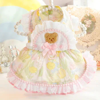 New Dog Clothes Spring/Summer Thin Cat Hair Resistant Princess Dress Milk Bear Fructose Lolita Small Dog Teddy Pet