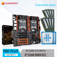 HUANANZHI-placa base X99 F8D PLUS LGA 2011-3 XEON X99 con Intel E5 2696 V3 * 2 con 8x32G DDR4 RECC, kit combinado de memoria