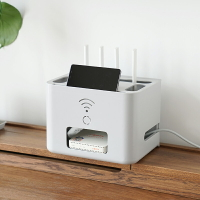 wifi無線路由器收納盒機頂盒桌面客廳家用電源線插線板多功能盒子1入