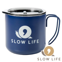 【SLOW LIFE】不鏽鋼咖啡杯 350ml /附蓋『藍色』 P19710