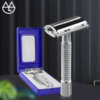 Alat Cukur Kumis Bulu Rambut Dengan Case / Alat Cukur Jenggot Manual Stainless / Safety Razor Jadul