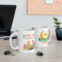 Mug Idul Fitri, Mug Kado Idul Fitri, Mug Kenang-Kenangan Keramik Putih Kitchenware