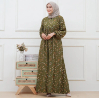 Gamis Rinti Motif Bunga Kekinian Rayon Premium.