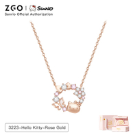 ZGO Sanrio HelloKitty สร้อยคอสำหรับผู้หญิงเด็กผู้หญิง925เงินสเตอร์ลิงน่ารักดอกไม้ของขวัญวันเกิดเด็กห