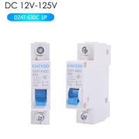 Miniature 1P DC Circuit Breaker 12V24V48V125v Protection Switch 3A 6A 10A 16A 20A 25A 32A 40A 50A 63A Reset Fuse Switch Breaker