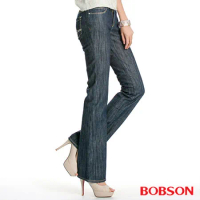 BOBSON  植絨貼合布保暖小喇叭牛仔褲(9058-52)