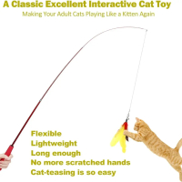 ACCURACY  Interactive Cat Feather Toy Feather Teaser Stick Wand Pet Retractable Feather Bell Refill 