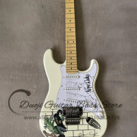 White Milk Electric Guitar Elfin Veneer Str Body Tremolo Bridge Maple Fingerboard SSS PIckups Can Custom Color