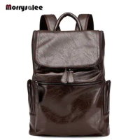 2024 New Men's Fashion Backpack Korean General Leather Casual Backpack Laptop Bag Genuine Leather Composite Leather Korean Style