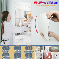 HD pelekat cermin akrilik fleksibel Anti kabus pancuran cermin pelekat diri Oval Rectangle Square Make Up cermin pelekat hiasan rumah