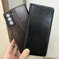 Magnet Natural Genuine Leather Skin Flip Wallet Phone Case Cover On For Samsung Galaxy S20 S21 FE 5G S21FE S20FE EF 128/256 GB