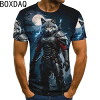 3D Funny Wolf Pattern Printed T-Shirt 5XL 6XL Big Size Men Casual Tops Summer Short Sleeve O-Nedk Street Personality Tops
