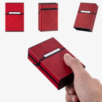 4 Colors Smooth Leather Cigarette Case Box Holder for Woman Men Cigarette Pouch Smoking Accessories