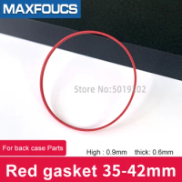 Red Gasket 0.6mm Thick 35-42mm O Ring Fits Watch Case Back For TISSOT 1853 Lelode Seastar PRX Repair Watches Spare Parts ,1pcs