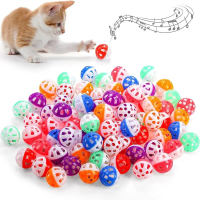 AFFECTION  20Pcs Cat Toy Balls Pet Cat Kitten Play Plastic Balls with Jingle Bell Pounce Chase Rattl