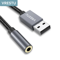 USB to 3.5mm Jack Female Audio Adapter External USB Sound Card USB-A to 3 5 HiFi DAC Chip Earphone Convertor for Laptop PC PS5 4
