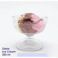 Gelas Es Krim Mika Akrilik Awet Kuat Tebal Anti Pecah Tahan Panas Dingin Premium Onyx Kapasitas 250M